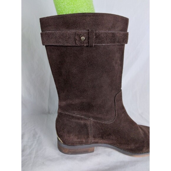 Michael Kors Rhea Brown Suede Mid Calf Boots Fringe Pull On Womens size 7.5 M - Picture 9 of 15